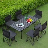 全城熱賣 - 超輕蛋卷桌套裝 鋁合金摺疊枱櫈 一秒速開 露營裝備 防傾倒設計 野餐擺檔枱 防霉牛津布