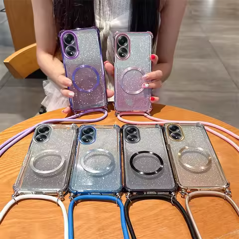 Plating Clear Magnetic Cases For OPPO Reno 13F 12F 11F 14F 14 14Pro 10 A16 A58 A17 A57 A74 A78 Cross