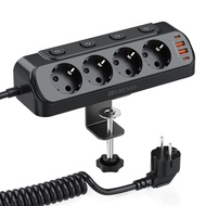 EU Plug Tabletop Power Strip ซ็อกเก็ต USB 2 USB 2 พอร์ตชาร์จ Type-C 2 M สายไฟ 4 ช่อง AC 4 สําหรับ Ho