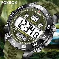 LIGE FOXBOX หรูหราผู้ชายนาฬิกาอิเล็กทรอนิกส์นาฬิกาดิจิตอลบุรุษธุรกิจ LED กีฬากันน้ำส่องสว่างนาฬิกาปลุกนาฬิกาสำหรับผู้ชาย