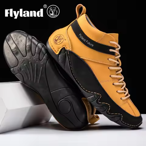 FLYLAND Men'S Fashion Sneaker Vintage Classical Handmade Dress Boot Chukka Boot Daily Casual Work Of