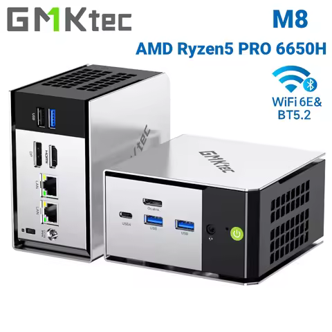 GMKtec M8 Mini PC AMD Ryzen 5 PRO 6650H 16GB RAM NO SSD NO OS Mini Desktop Computers Triple 4K Displ