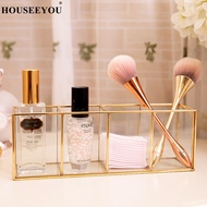 Luxury Clear Glass Makeup Box Cosmetic Storage Case Brushes Pencil Lipstick Organizer Holder To J