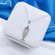 S925 Genuine Silver Pendant Necklace Set 925純銀年年有餘項鏈組 Set Rantai Leher+Loket P-1365