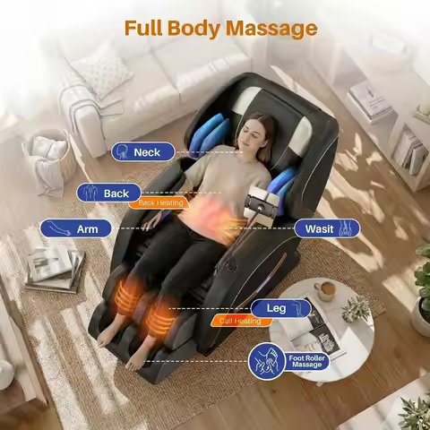 Massage Chair Full Body, Zero Gravity Recliner Massage Chair with Back Heat, 8 Fixed Rollers, Foot M