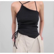 Claude Asymmetrical Top | Asymmetrical Tank Top | Cross Tank Top | Black Knit Top | Everyday Claude 