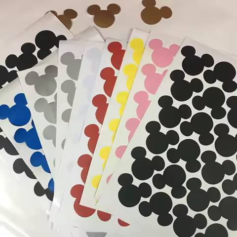 24pcs/set Cartoon Mouse Head Wall Stickers For Kids Baby Rooms Poster Kitchen Label Peel & Stick Rem