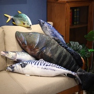 40/60/80/100cm Stuffed Toy Sea Fish Grouper Pomfret Salmon Saury Tuna Doll Plush Toy Birthday Valent