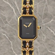 【LA LUNE】中古二手Chanel Premiere 小方糖金色古董女裝腕手錶