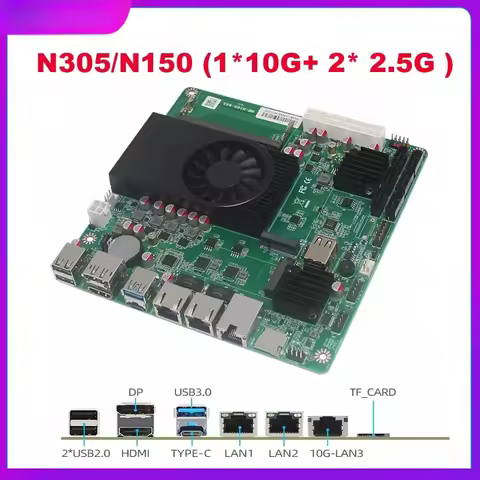 6-Bay Intel i3-N305 N150 N100 10G NAS Motherboard 1*10G 2*2.5G i226-V 2*NVMe 6*SATA3.0 1*DDR5 Firewa