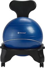 Gaiam Classic Balance Ball Chair – Exercise Stability Yoga Ball Premium Ergonomic Chair for Home and Office Desk with Air Pump, Exercise Guide and Satisfaction Guarantee