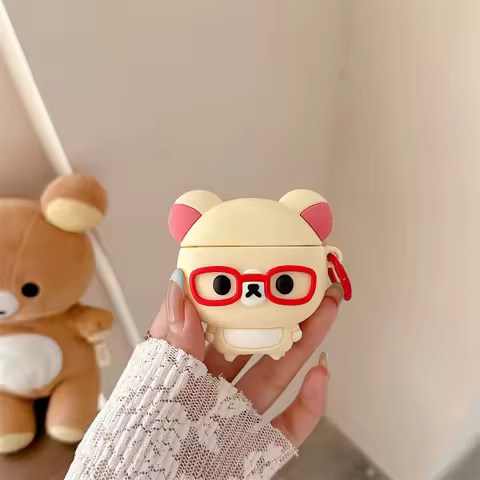 For Airpods 4 Pro Pro 2 Airpods Pro 3 Case Cute 3D Cartoon Glasses Rilakkuma Bear Softr Silicone Ear