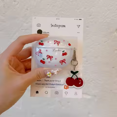 Korean Cute Bow Cherry Earphone Case For Huawei Freebuds 4i 5 6 4/4e 5i/6i Pro2 Pro3 Pro4 Se2/Se3 Pr
