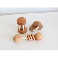 Montessori 4-8 Month Gift Set, Montessori Set of 3 Toys, Montessori Play Kit, Wooden Rattle with Int