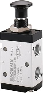 Baomain Hand Pull Valve 3R210-08 G1/4" Air Inlet Three Way Two Position Manual Control