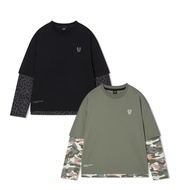 LIFEWORK KOREA Kids Pattern Layered Long Sleeve T-Shirt Unisex Relaxed Fit Cotton Casual Tee Layered