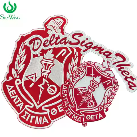 Embroidery Iron-On Delta Shield Patch for Delta Sigma Theta Sorority Woman's Jacket, 1913 Founder Da