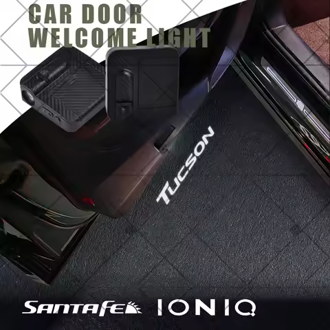 1/2Pcs For Tucson Santa Fe Ioniq I10 I30 IX35 N Line Logo Car HD Projector Lamp LED Auto Door Welcom