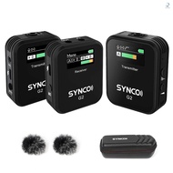SYNCO G2(A2) 1-Trigger-2 2.4G Wireless Microphone System with 1 Receiver + 2 Transmitters + 2 Lavalier Microphones 150M Transmission Range TFT Screen 3.5mm Plug for Smartphone Came
