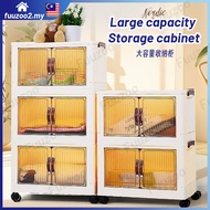 L37cm /L41cm/L65cm(1-6 Layers) Foldable Storage Cabinet With Wheels 2 Doors Stackable Storage Box Cl