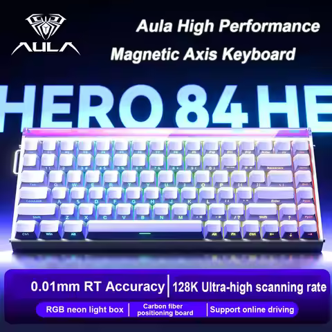 AULA HERO84 HE Wired Mechanical Keyboard Music Rhythm RGB Gaming Keyboard 8K Return Magnetic Switch