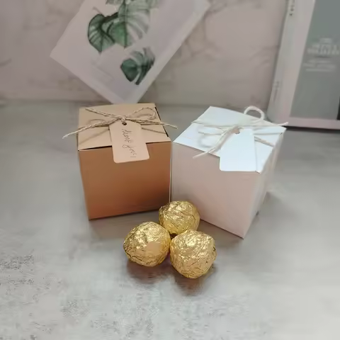 10/50pcs Square retro kraft paper packaging box, candy box, gift packaging box
