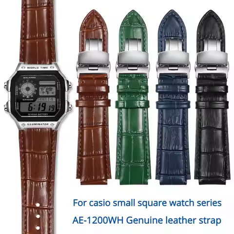 Genuine Leather Watch Strap For Casio AE-1200WH/1300/1000 A159 A158 A168 F91W AE1200 Men cowhide Wat