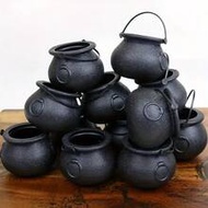 6/12pcs, Mini Witch Bucket Cauldron Kettles, Novelty Candy Kettles, Halloween Black Cauldrons Candy 