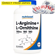 【Delivery fr Japan】Nutricost L-Arginine + L-Ornithine 750mg, 180 Capsules, Non-GMO, Gluten-Free