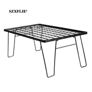 [Szxflie1] Outdoor Table Lightweight Metal Barbecue Table Multifunctional Desk Furniture Camping Grill Rack for Fishing BBQ Garden