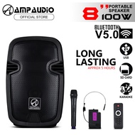 Ampaudio 8 inch Portable Speaker Bluetooth Portable Speaker with Wireless Mic