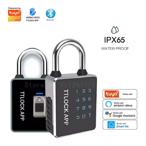 TUYA Smart Padlock TTlock Waterproof Fingerprint Unlocking Password Key 13.56khz RFID Card USB Charg