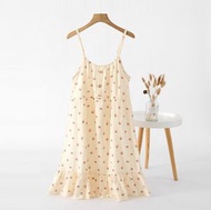 ONE - 寬鬆透氣家縐布吊帶睡裙（SXL黃色木棉花）【M-XL碼】【下單後聯絡客服確認發貨尺碼】#F221018257