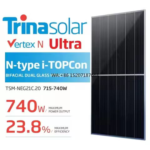 Dual Glass Monocrystalline 715W 720W 730W 740W Solar Panels Trina i-TOPcon Ultra G21C.20 Vertex N Ho