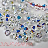 3/4/5/6/8MM Crystal AB Color Bicone Beads Austria Crystal Beads Jewelry Necklace & Bracelet White AB