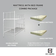 EE HOME SET Double Decker Bed Frame With 2 Mattress Single Mattress Katil Double Decker Tilam Bujang