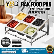 6-compartment spice rack stainless steel Food pan rack 1/ 6 x 10cm capacity 1500ml / hotel spice sto