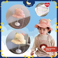 (50cm) Korean Style Removable Baby Hat With Face Shield For Kids Topi Budak Perempuan Topi Baby Girl Bucket Hat Kids