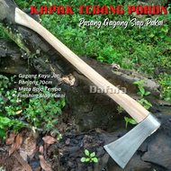 Kapak Siap Pakai Potong Tebang Kayu Terpasang GagangKayu Jati  - Kampak Baja Tempa Kapak Belah Pecel