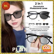 Photochromic Glasses Korean Square Lens Fashion Casual Retro Vintage Trendy Style UV Glasses