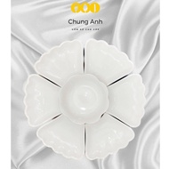 Plain White Porcelain Sunflower Dinnerware Set - Ancestor Offering Dinnerware Set - Broken
