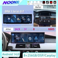 Android Player For BMW 5 Series E60 2005-2008 Wireless Carplay Android Auto DSP 360 Camera 4G WIFI