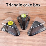 100pcs disposable transparent triangular black base cake box 6/8 inch mousse cake packaging box