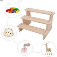 LLACKT Display Stand Riser, Pine Wood 3 Tier 3 Tier Display Shelf, Display Racks Multifunctional Cou