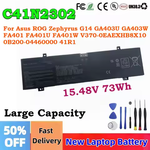 C41N2302 15.48V 73Wh Laptop Battery For Asus ROG Zephyrus G14 GA403U W FA401 FA401U FA401W V370-0EAE