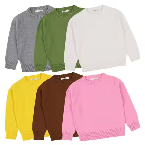 2025 Autumn Winter Baby Boys Girls Sweater Solid Color Thicken Children Knitted Clothes Kid Pullover