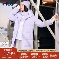 FILA 斐乐官方女士长款羽绒服2023冬休闲基础简约连帽上衣