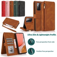 Zipper Wallet Flip Leather Phone Case For Samsung Galaxy A12 A32 A42 A52 A72 5G A21S A51 A71 A50 A70 Purse Card Cover Coque Etui