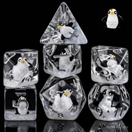 Penguin Resin D&D Dice Set, 7-Piece Polyhedral Dice (D4, D6, D8, D10, D12, D20, D%) Dungeons and Dra