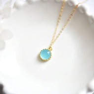 5 月生日石 天空藍 玉髓 石英 項鍊